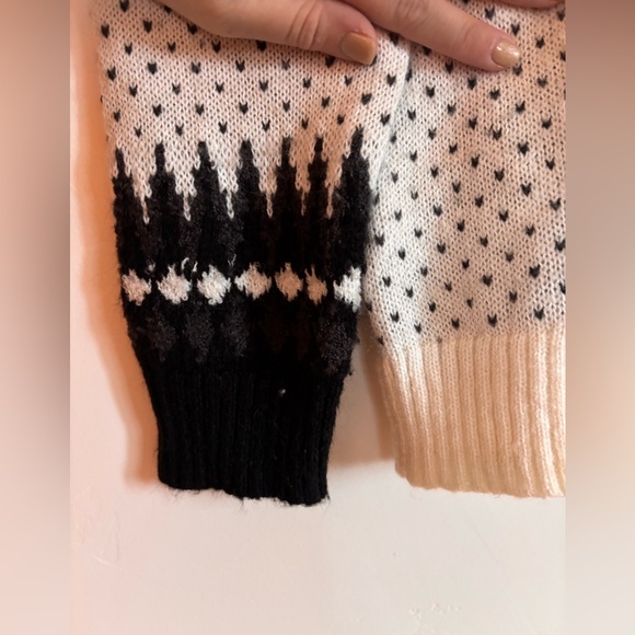 Fair Isle Nordic Knit Sweater | Black & Cream | Wool Blend - Picture 4 of 7